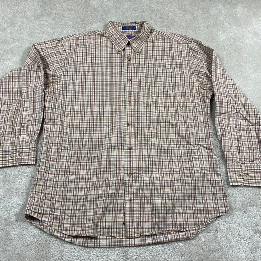 Pendleton Shirt Mens L Button Up Cotton Plaid Preppy Broadway Business